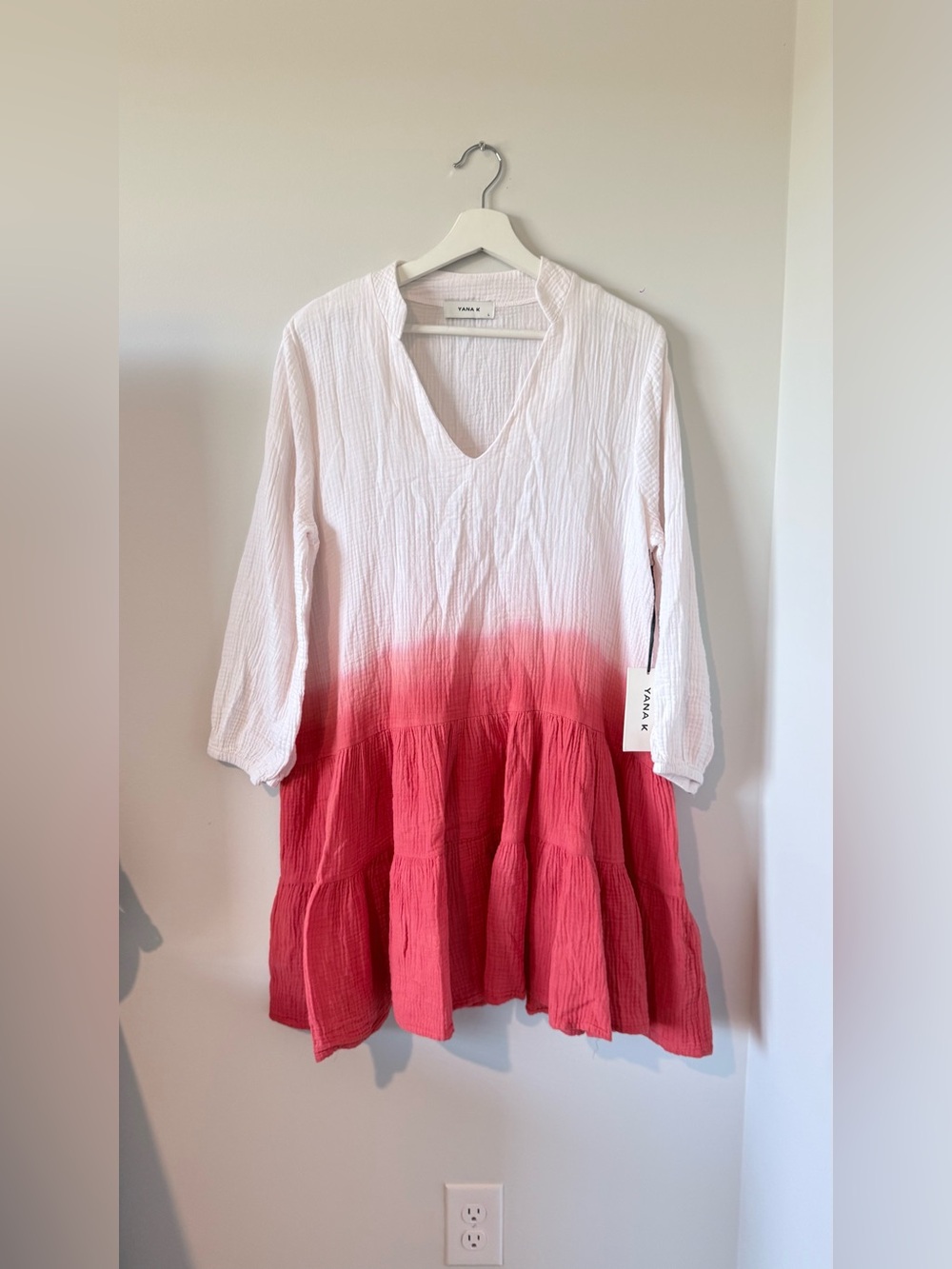 NWT YANA K DRESS COTTON OMBRÉ COLOR VACATION TRAVEL CASUAL WOMEN L COMFORT
